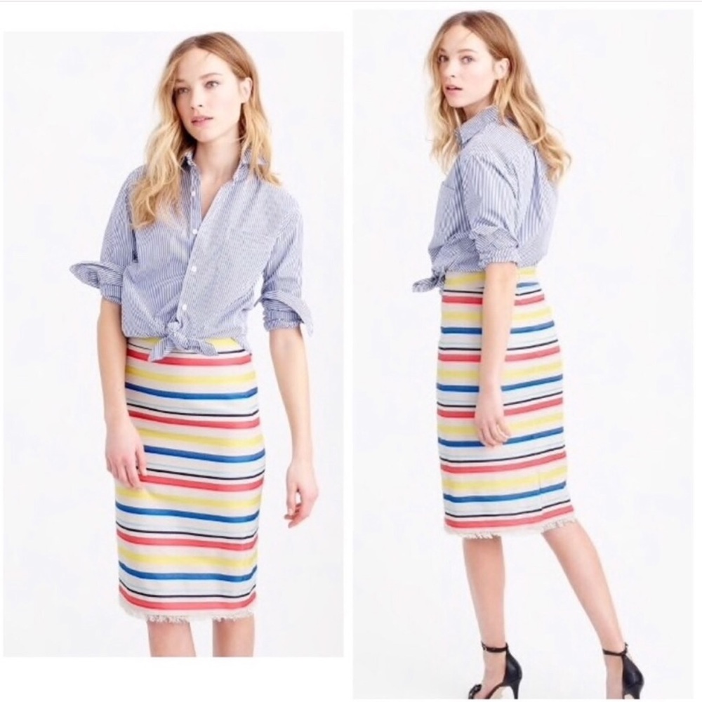 Like New J Crew Colorful Jacquard Striped Skirt